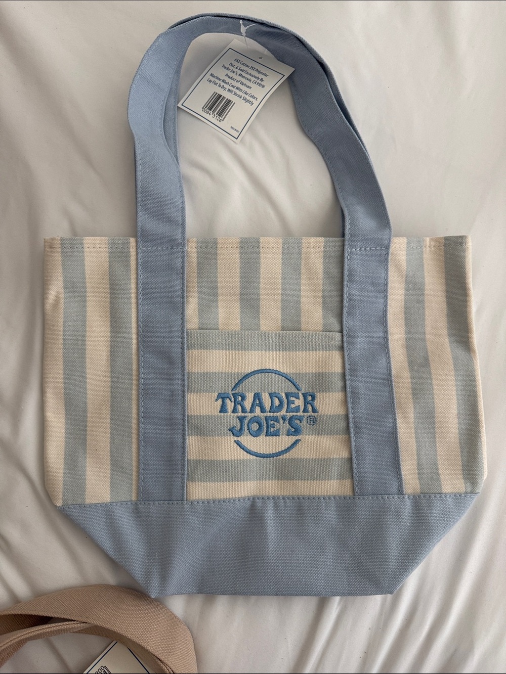 Trader Joe’s Pastel Striped Canvas Tote - Pink, Blue, Green, Beige (all 4 bags) - Picture 5 of 6